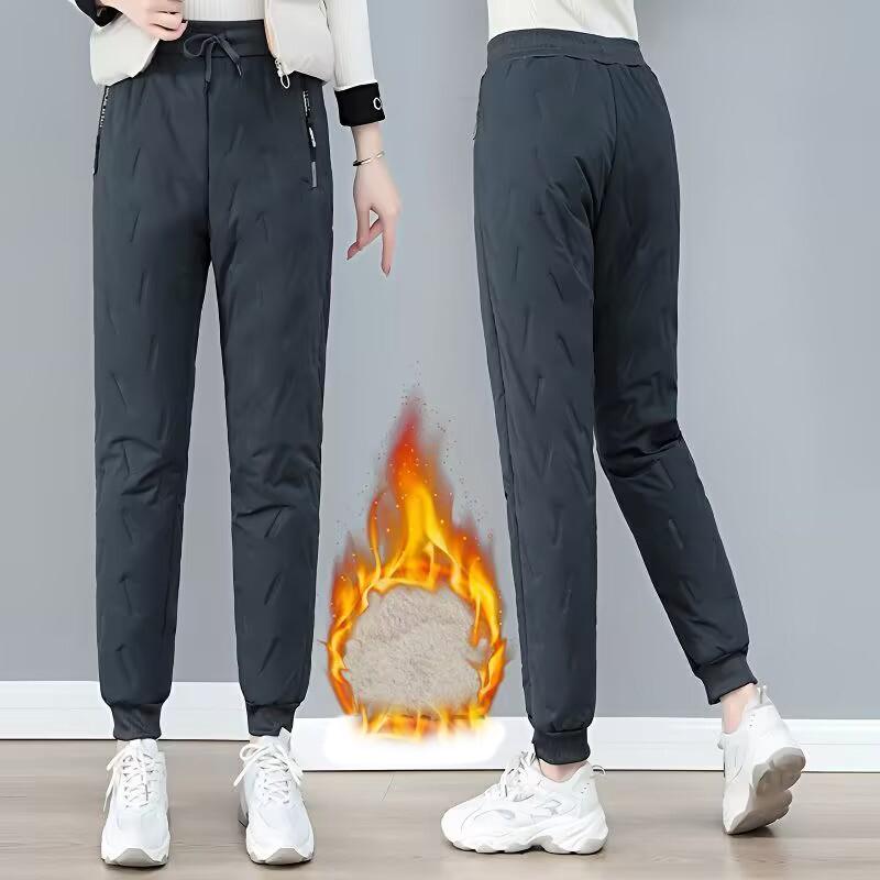 Pantalon d'hiver rembourré épais pour femme, grande taille, coupe-vent, froid, chaud, ample, décontracté