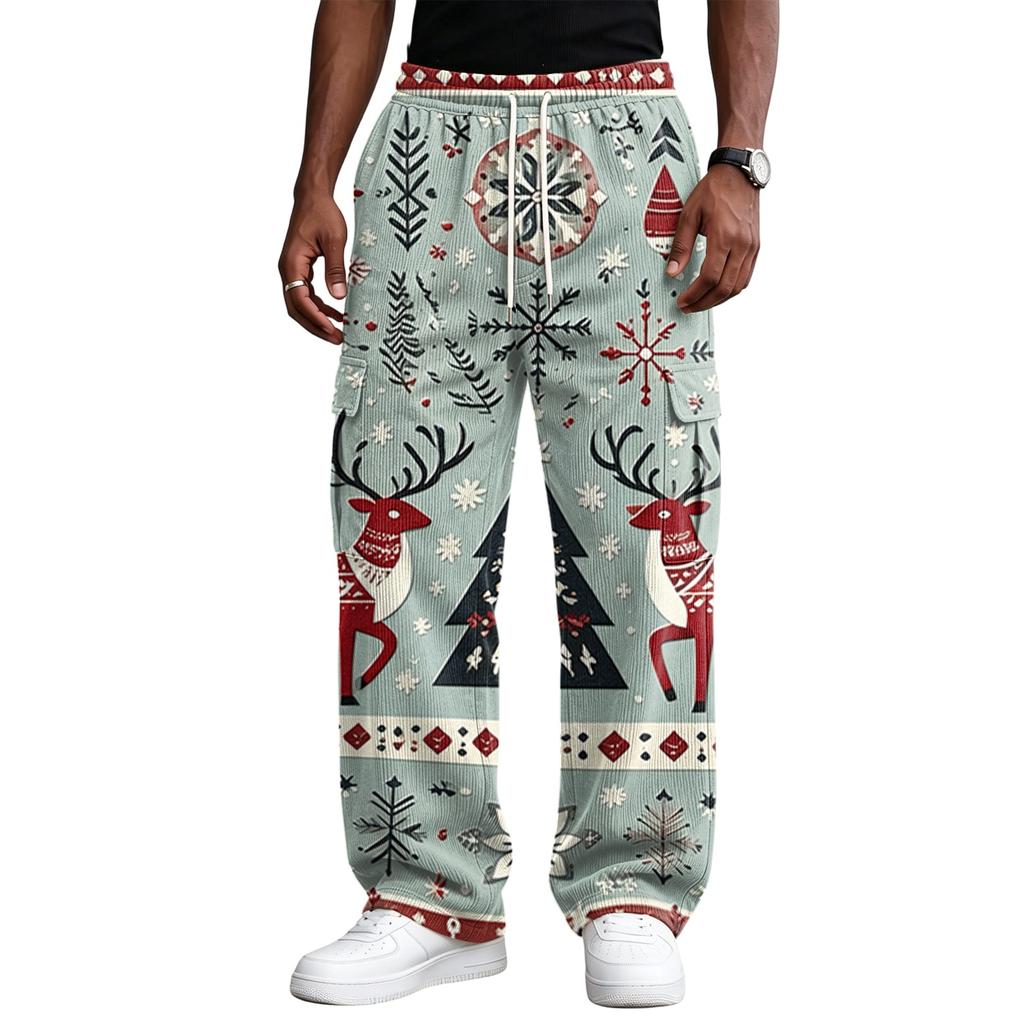 Herren Lässige Hose mit lockerem Schnitt und Weihnachtsdruck für Streetwear und Alltagskomfort