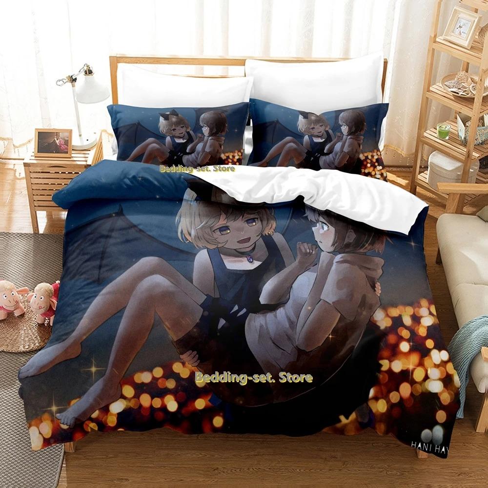 Tonari No Kyuuketsuki-san Zestaw Pościeli Pojedynczy Bliźniak Pełny Queen King Size Zestaw na Łóżko Dorosły Dziecko Sypialnia Zestawy Poszewek na Kołdrę Anime Łóżko
