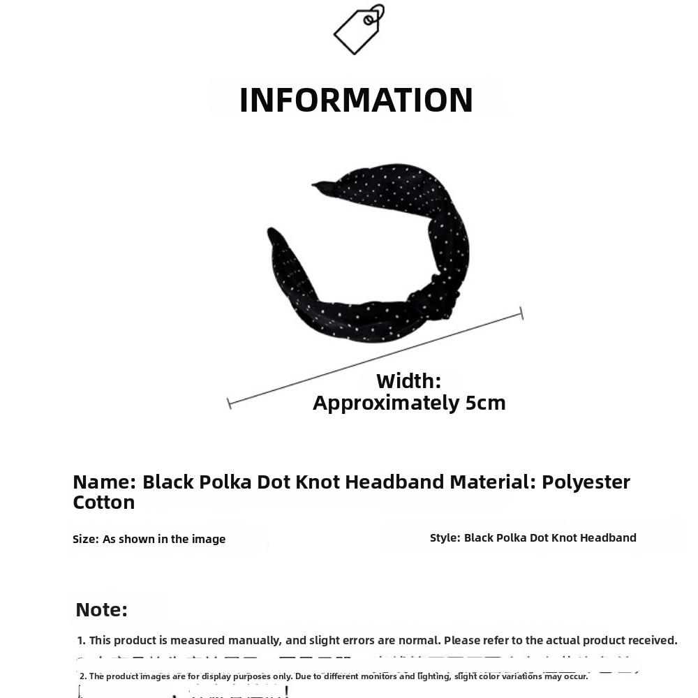 Padding Construction Top Knot Hair Hoop Polka Dot Pattern Hair Accessories For Women