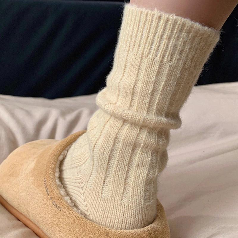 Thick Thread Wool Socks Pink Pile Socks Season Mid-Leg Socks Warm Thickened Fleece Winter Cashmere Stockings