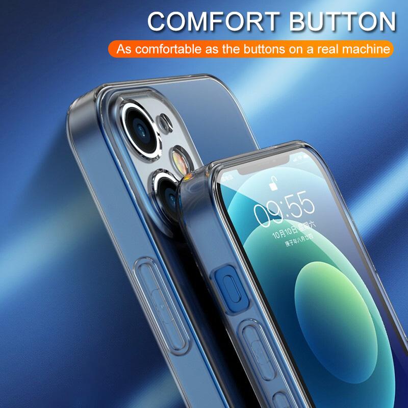 Clear Silicone Phone Case For iPhone 15 14 13 12 11 Pro Max Mini X XR XS 7 8 Plus SE Lens Protection Case Transparent Back Cover