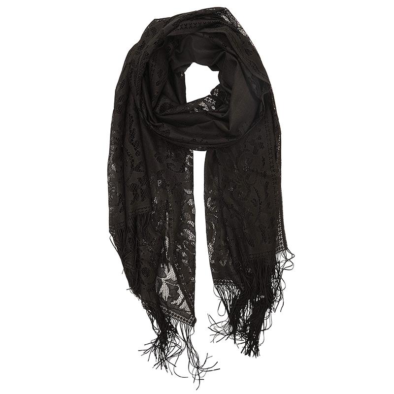 RUNMEI Black Yellow Pink Color Floral Lace Scarf Tassel Fringe Shawl Wrap Flower Headscarf Muslim Hijabs scarfs Women Ladies