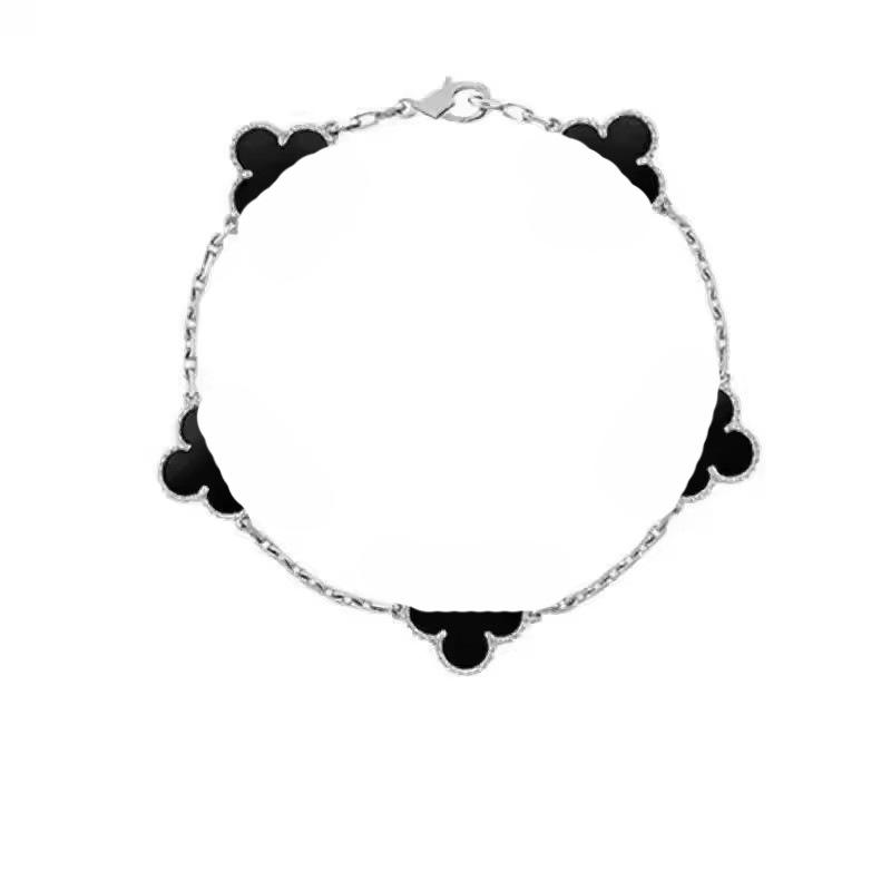 Premium Four-Leaf Clover & Five-Flower Bracelet for Women - White Mother-of-Pearl & Red Shell, Real Gold Plated, Non-Fading, 15mm