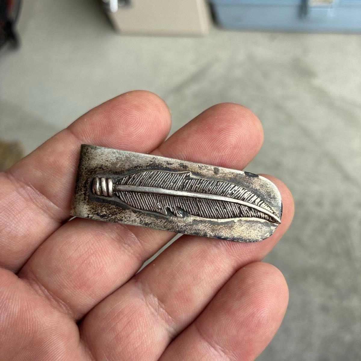 Used Feather money clip silver Indian jewelry 925