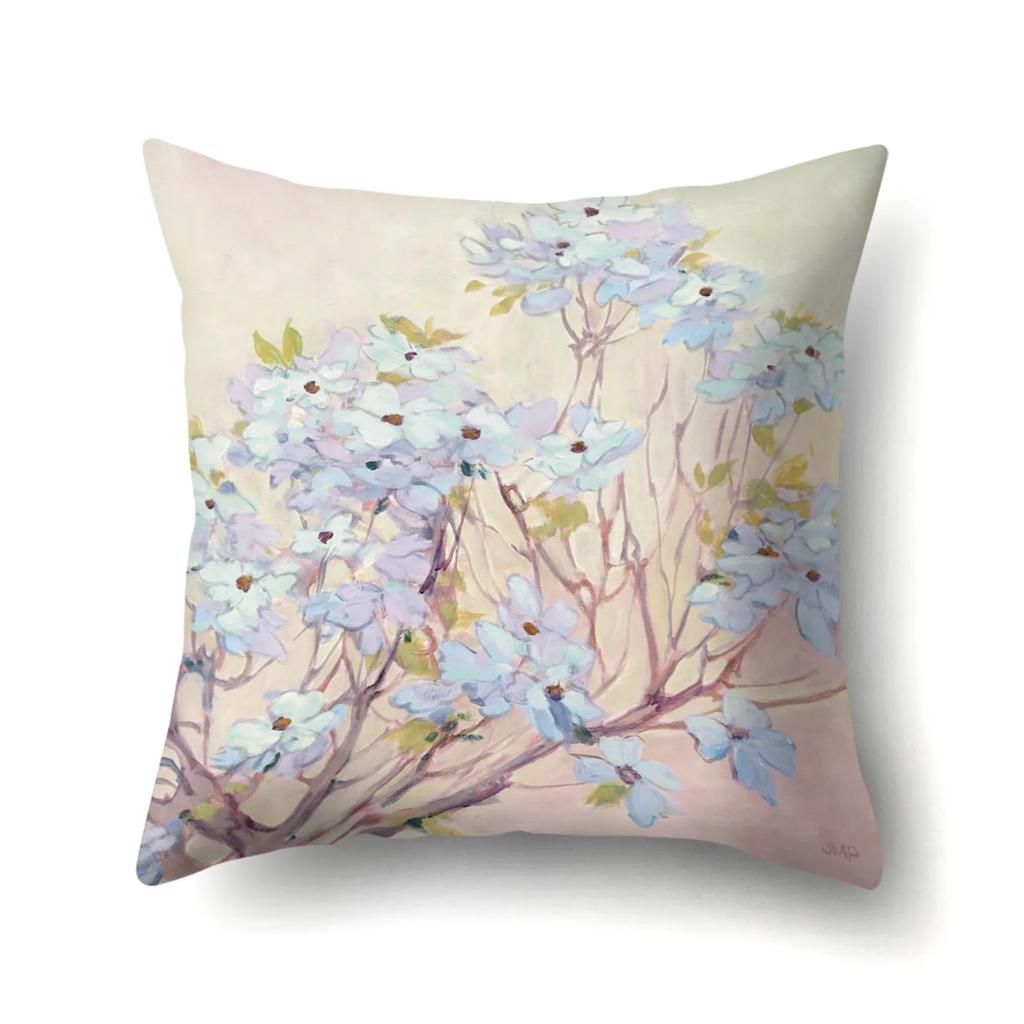Home Decoration Living Room Sofa Pillowcase Garden  Oil Painting  Cushion Cover Polyester Pillow 45x45cm