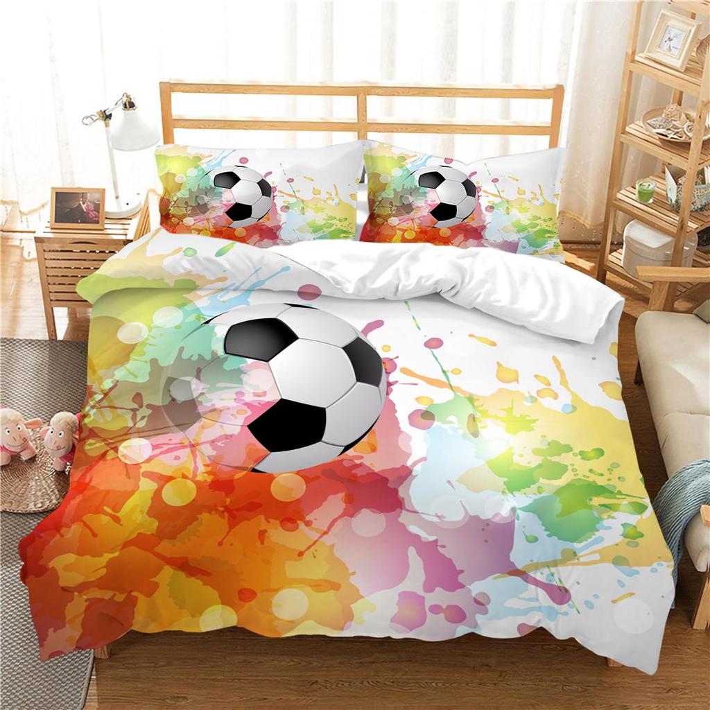 Neue Klassische Design Kind Schlafzimmer Dekor Bettwäsche 3D Fußball Bett Set Abdeckung Hause Bettwäsche Kissen Tröster Bettbezug
