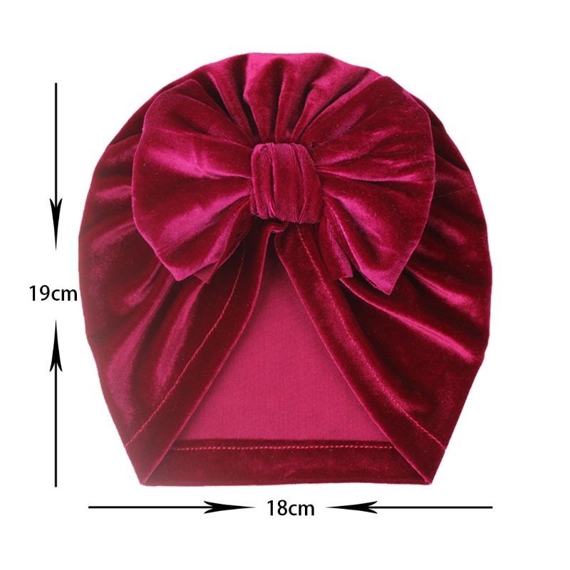 Căciulă termică nouă pentru bebeluși, toamnă și iarnă, căciulă cu fundă pentru copii, căciulă înnodată din catifea aurie, căciulă pentru bebeluși