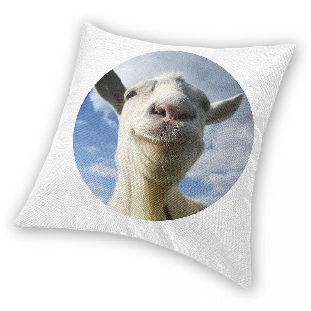 Federa Cuscino Quadrata Gioco Goat Simulator Poliestere Lino Velluto Fantasia Zip Federa Decorativa Copricuscino Divano 18"