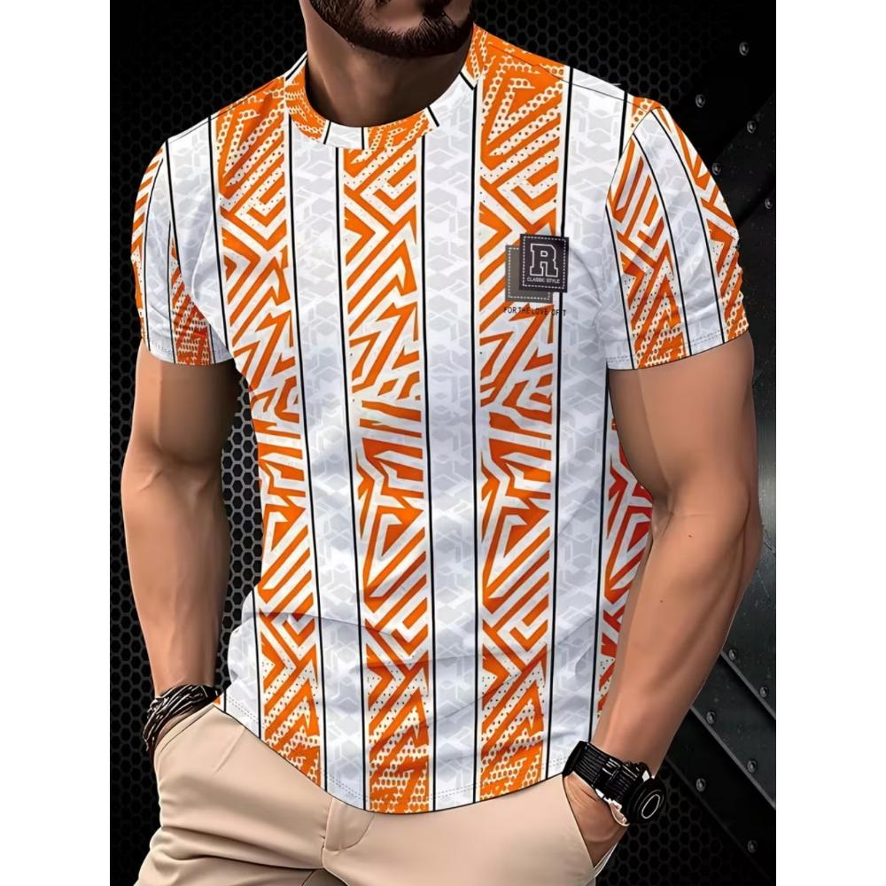 3D Print Mens O-Neck Short Sleeved Tee Street Daily Fashion T-Shirt for Men Vintage Summer Tops
