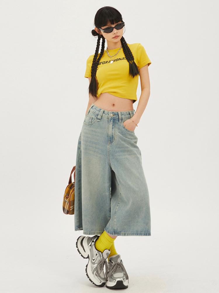 

Модные винтажные синие джинсовые шорты Harajuku с высокой талией 2000-х годов, женские повседневные свободные шорты Y2K, уличная одежда в стиле панк, мешковатые шорты S светло-синий