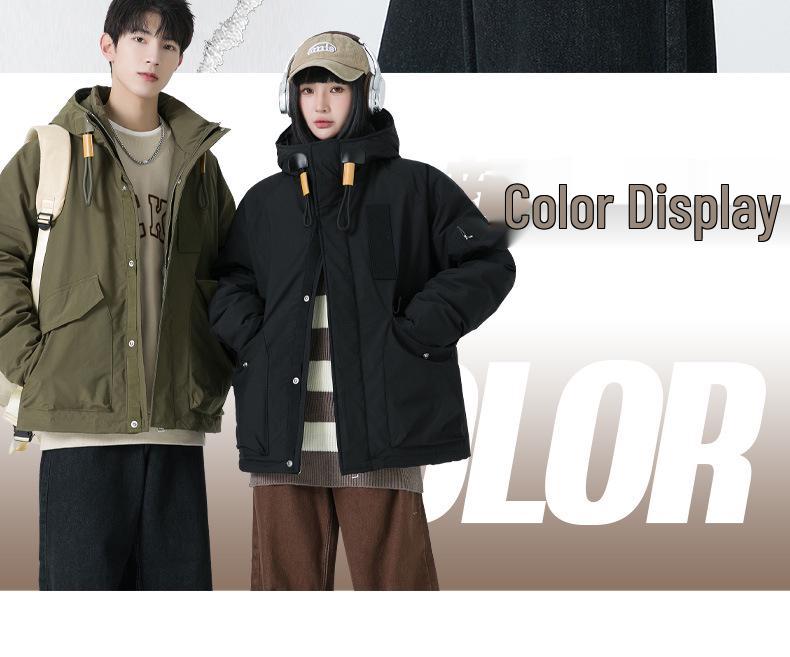 Men's Trendy Workwear Hooded Winter Down Jacket with Multi-Pockets