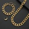 3PCS Gold Color Chunky Chain Jewelry Set For Women Men Exaggerated Punk Cuban Necklace Bracelet Ring Fashion Unisex Jewelry 2026