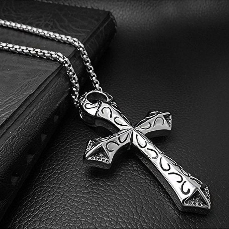Men's Necklace Lady's Necklace hiphop Hip Hop Titanium Necklace Cross 410c20236502