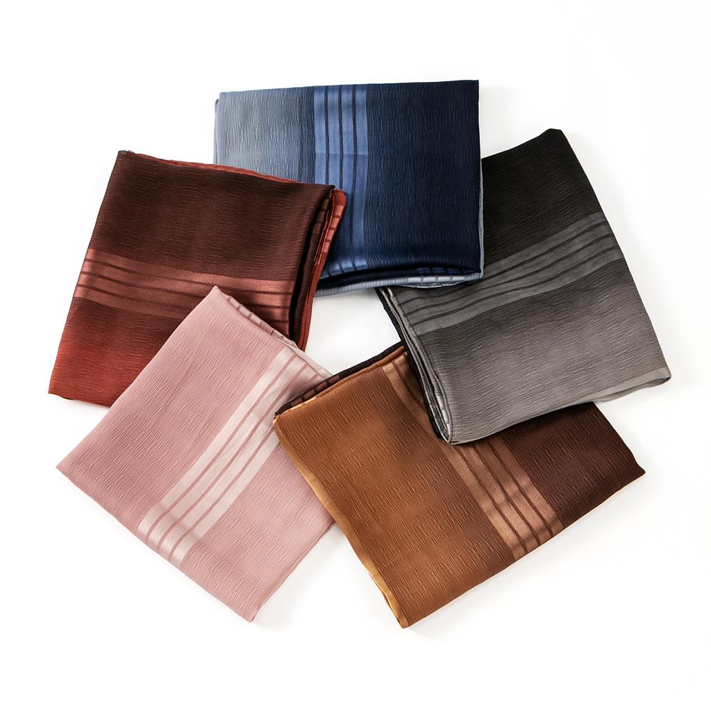 Gradient Wrinkled Satin Silk Hijab Scarf Chiffon Solid Shawl Women Muslim Hijab Premium Yarn Scarf Islam Turban Ramadan