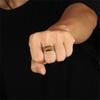 Retro Classic Alloy Tiger Eye Stone Ring Square Coffee Color Stone Men Ring  Jewelry Trend Accessories