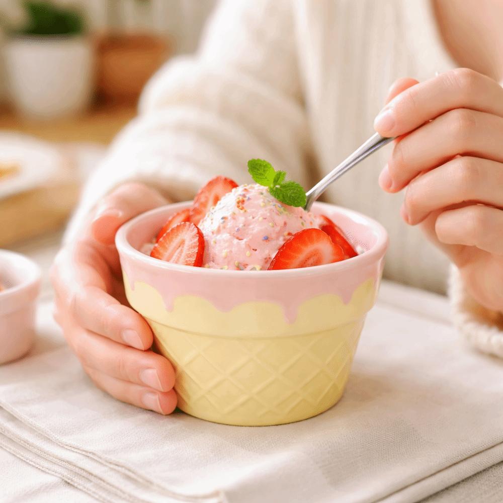 Ciotola in Ceramica a Forma di Gelato per Yogurt Ciotola da Dessert Raffinata Piatto da Pranzo Minimalista Ristorante