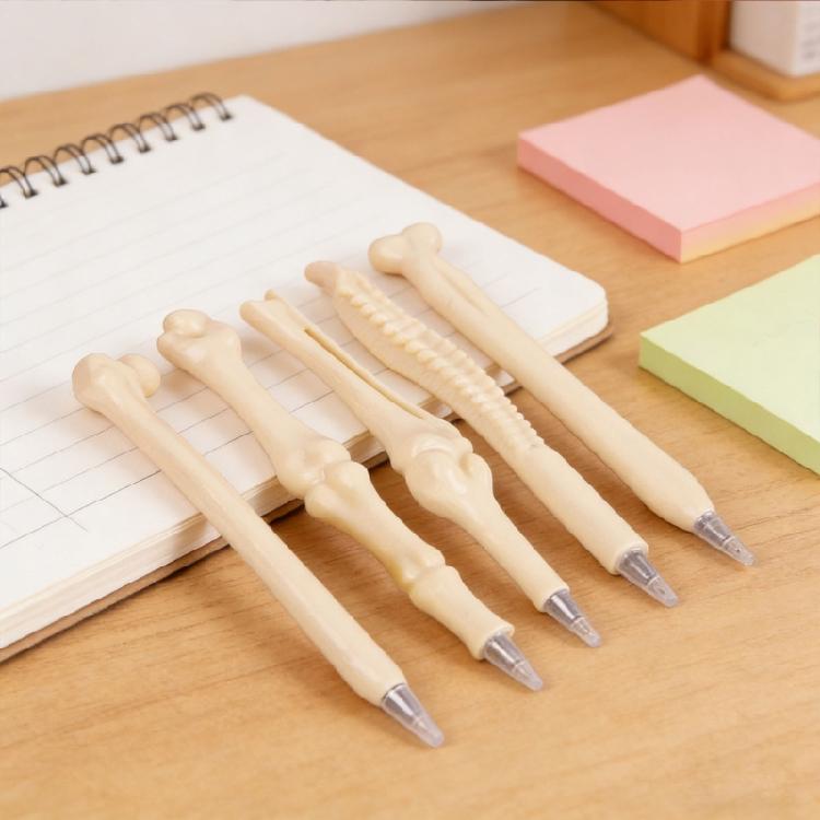 4Pieces Funny Bone Pattern Ballpoint Pens Comfortable Grip And Quick Drying Inks For Home Offices School Daily Writing