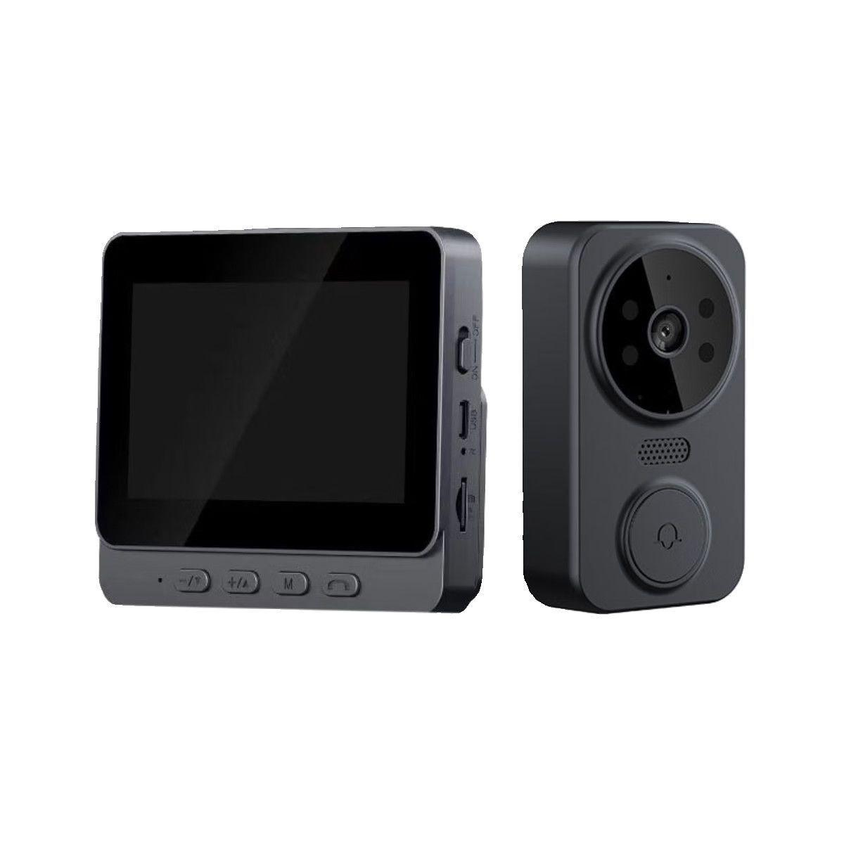 

Беспроводной дверной звонок с дисплеем и двусторонней связью - Не требует проводки или сети Button Start + No Storage