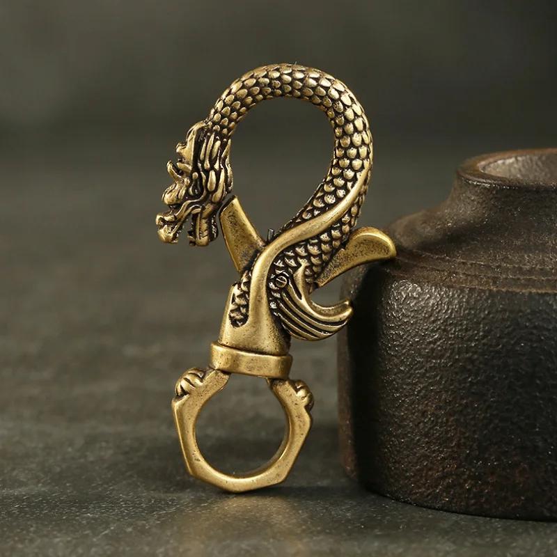 Figurine cu dragon de cupru de epocă Ornamente mici, retro, alamă, animale, lanțuri de chei pentru mașini, artizanat, decorațiuni pentru birou, accesorii