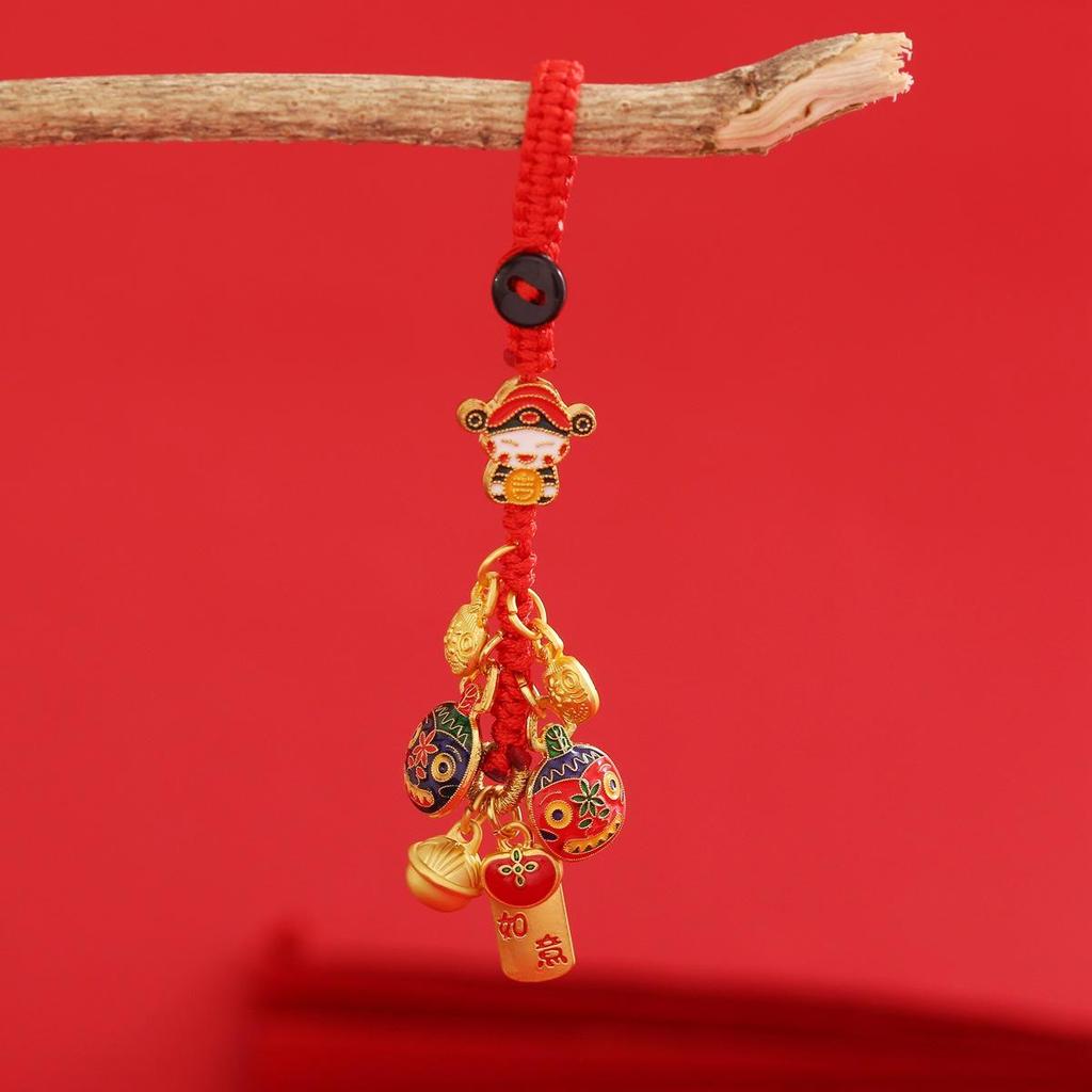 Ancient Gold Keychain Pendant: God of Wealth Swallowing Gold Design