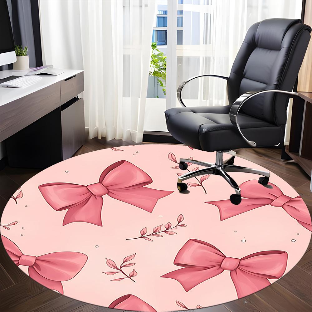 1pc Bows Floral Office Round Area Rug, Indoor Mat Suitable ForOffice, Under Office Chairs Bedroom Living Room Home Decor, Room Deco, D086
