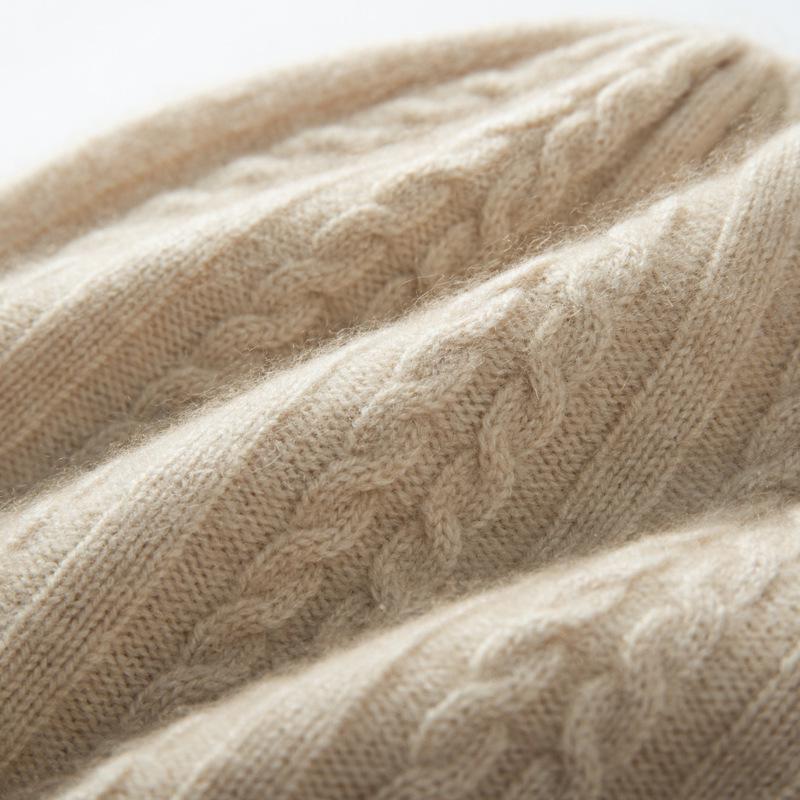 Unisex Cashmere Winter Cable Knit Hat - Soft Headwrap for Cold Weather