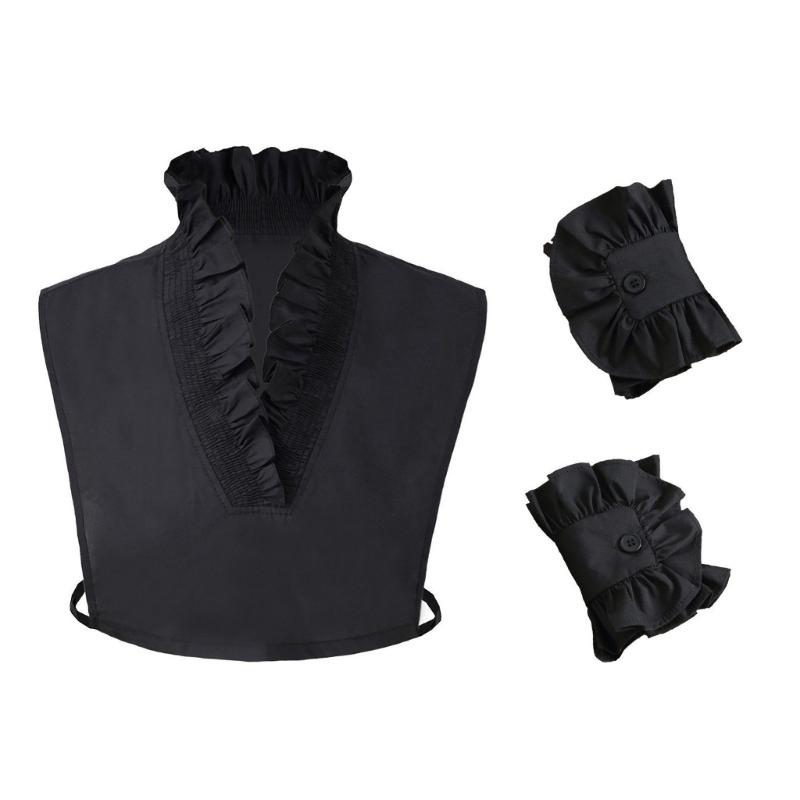 Elegant Detachable Collar With Ruffle Cuffs Sleeves For Women And Girl Stylish Fashion Accessories Faux Collar Insert
