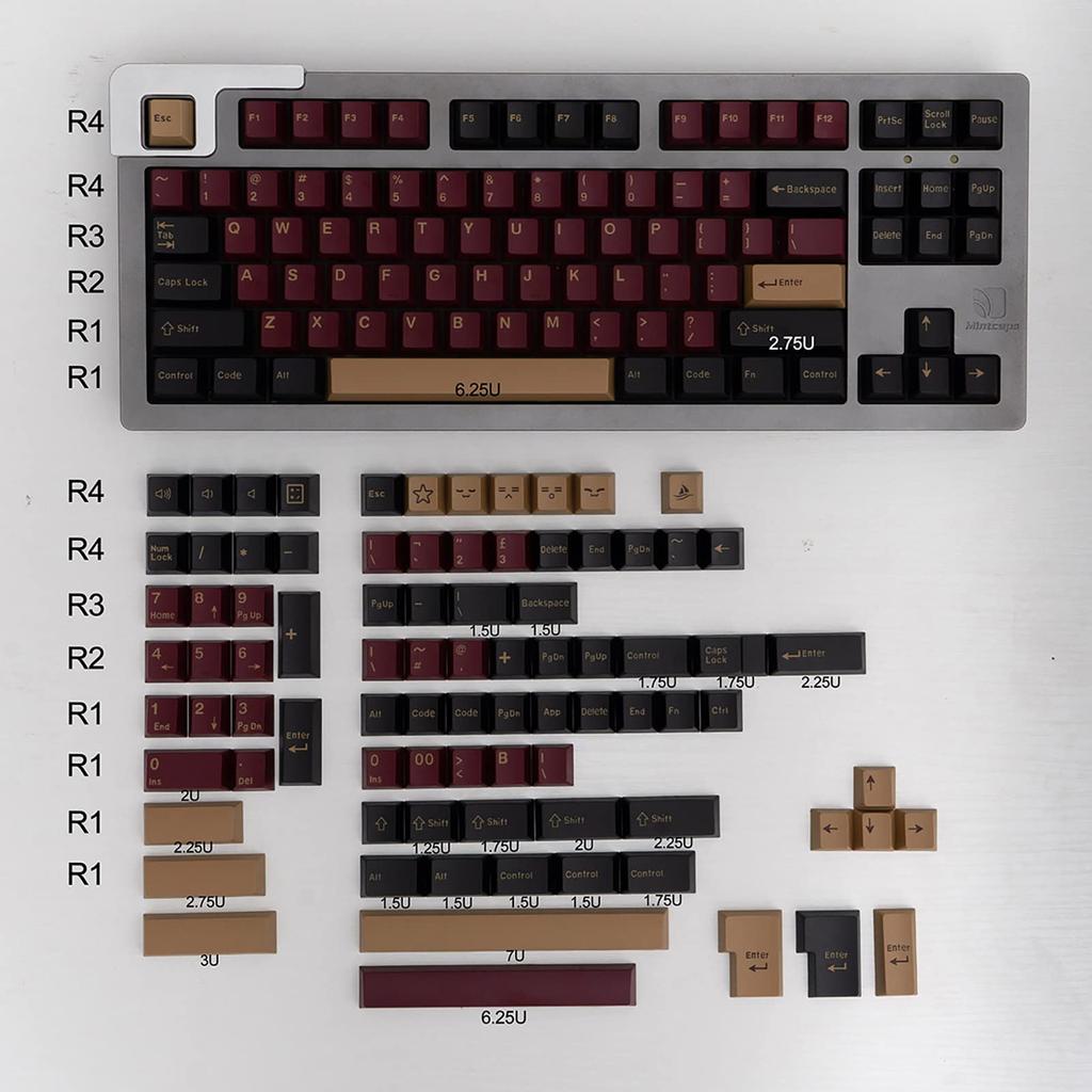 172-Key Doubleshot Keycaps Cherry Profile Red Samurai Keycaps Set Fits 616487104108 Cherry MX Switch Mechanical Keyboards