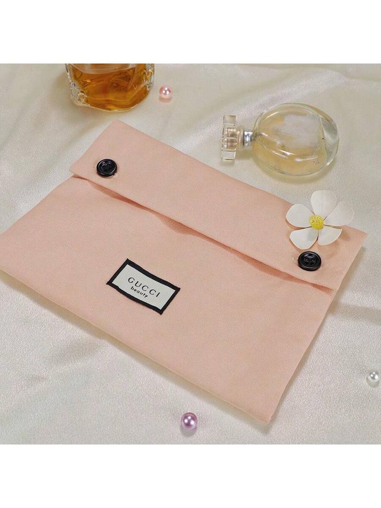 Gucci Pink Canvas Cosmetic Storage Bag,8.5L X 6H X 2W,Sweet Style