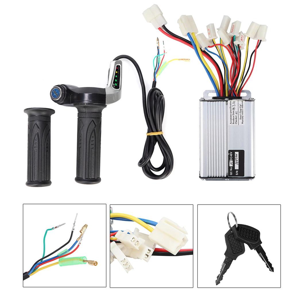 48V 1000W Electric Bike Motor Brushed Speed Box Controller with Throttle Swing Grip Accessory