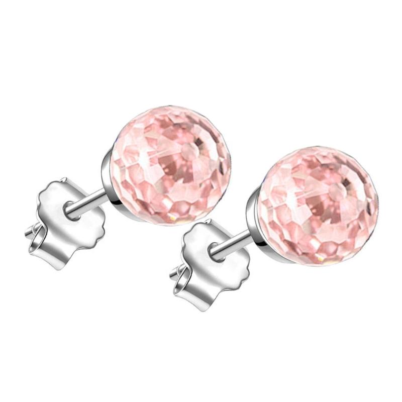 Exquisite Colorful Crystal Balls Earrings Fashionable Ear Studs for Women Girls Handmade Cubic Zirconia Ear Accessories