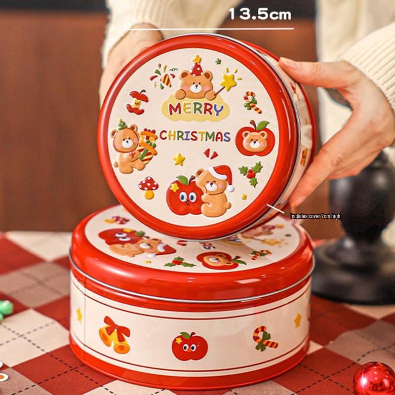

Meidi Christmas Apple Bear Tin Storage Box