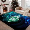 1 Stück Teppich Grün und Weiß Werder Teppich, Stuhlmatte, Bereichsteppich für Büro Schlafzimmer Wohnzimmer Schlafzimmer, Fußmatten Dekoration Weihnachtsgeschenke für Fans