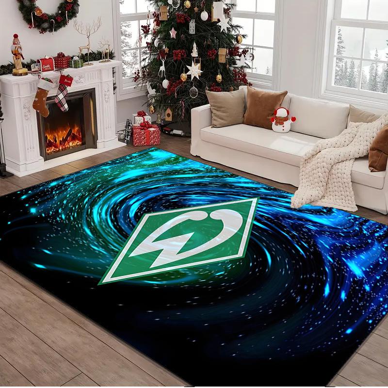 1 Stück Teppich Grün und Weiß Werder Teppich, Stuhlmatte, Bereichsteppich für Büro Schlafzimmer Wohnzimmer Schlafzimmer, Fußmatten Dekoration Weihnachtsgeschenke für Fans