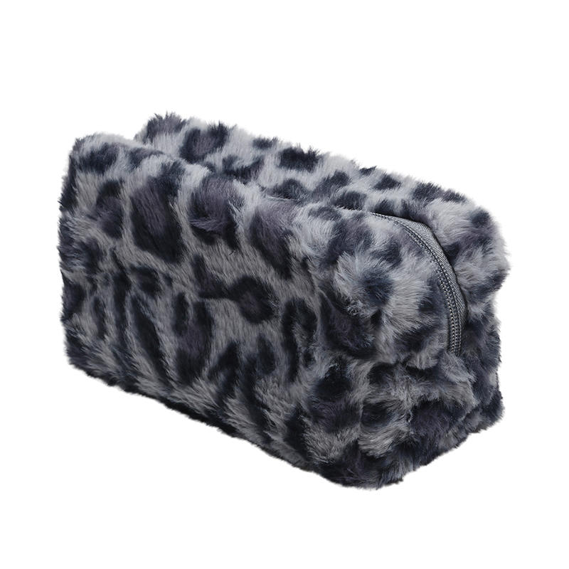 Leopard Fur Makeup Bags for Women Soft Travel Cosmetic Bag Organizer Case Lady Girls Make Up Case Necessaries Handbags Case