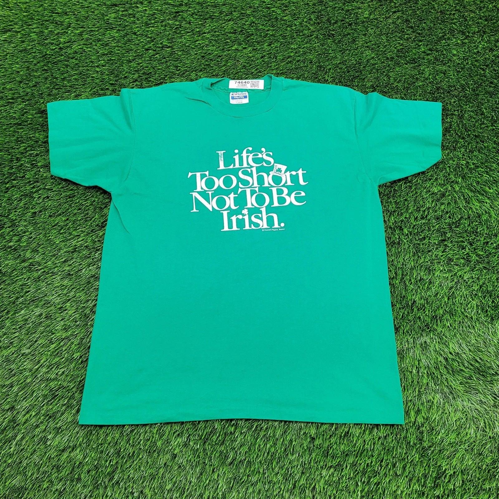 Vintage 80s Irish Shirt Large 22x26 Green XL