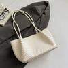 Woven Texture Shoulder Bag with Long Handle and Soft Structure for Summer Casual Wear