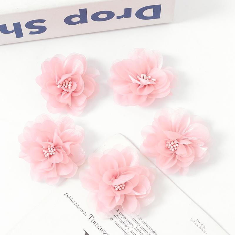 2/5Pcs 6CM Chiffon Fabric Artificial Flower For Home Room Wedding Invitation Artificial Flowers For Dress Decoration Accessories