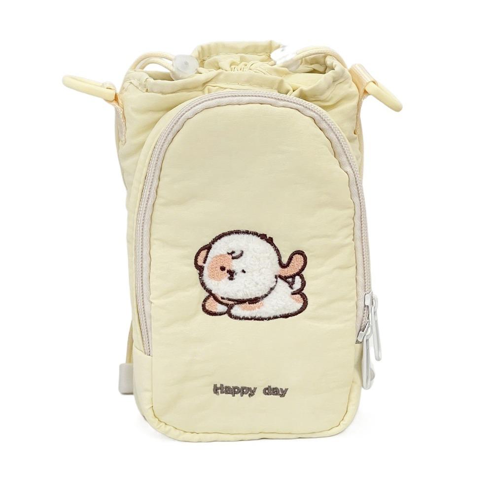 Cute Puppy Water Bottle Storage Bag Drawstring with Strap Sport Shoulder Bag Waterproof Portable Phone Pouch Cup Accessories