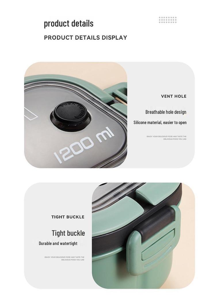 Microwave-Safe Double-Layer PP Lunch Box with Compartments