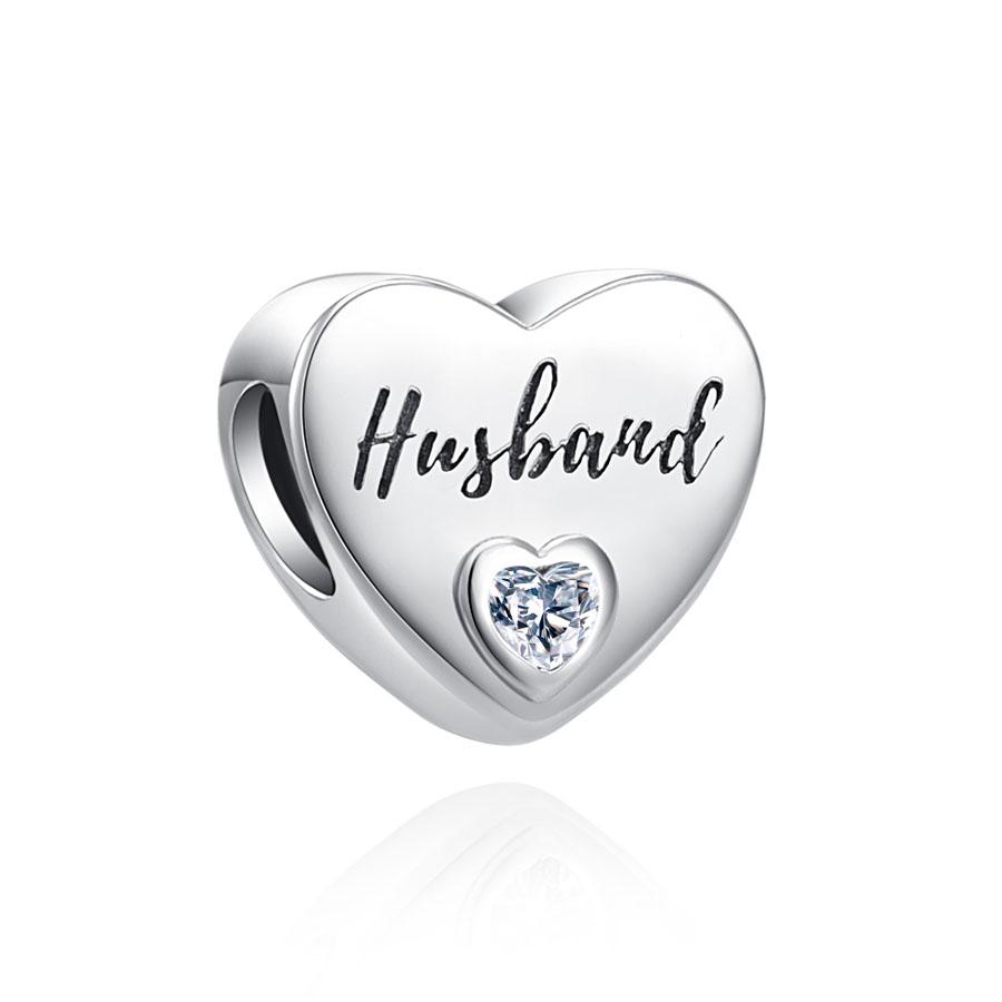 European Heart Shape Uncle Husband Diy Fine Beads Fit Original Charms Silver 925 Bracelet Jewelry Women Acessories