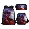 Classico Popolare Novità Cervo Stampa 3D 3pz/Set alunno Zaini Scolastici Zaino Daypack per Laptop Borsa a spalla inclinata Astuccio