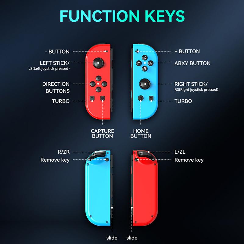 Joypad para interruptor RGB luz de despertar vibração brilho controlador esquerda e direita bluetooth-compatível gamepad para