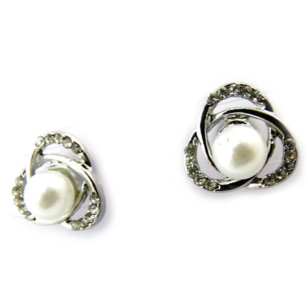 Les Trésors De Lily [N3678] - Silver White 'Sissi' Designer Earrings