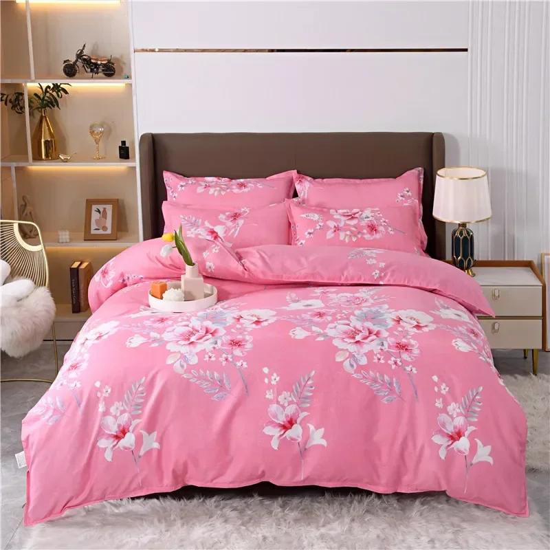 Romantic Peony Floral Duvet Cover Set Reversible Shabby Flower Comforter Cover with 2 Pillowcase Vintage Farmhouse Bedding Set