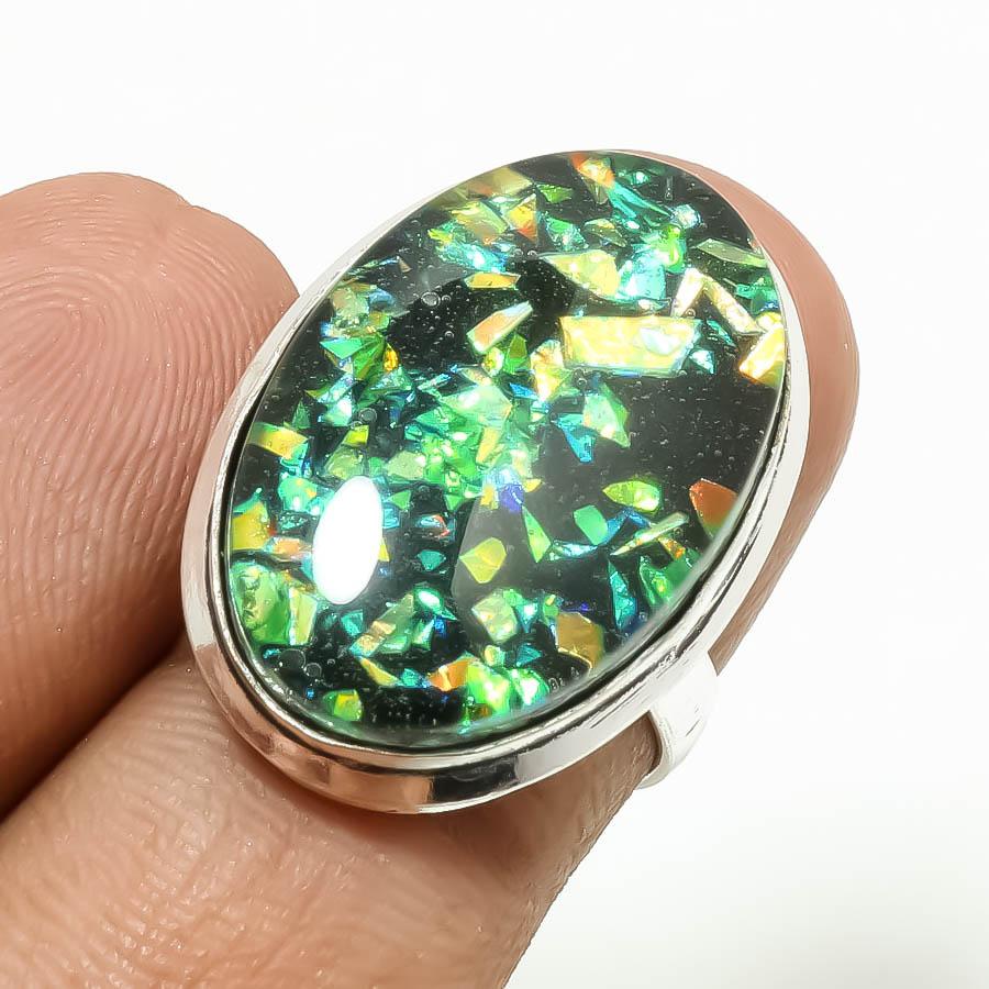 

Dichroic Glass Gemstone Ring Handmade Unique Design Women s Jewelry 6 d1H11