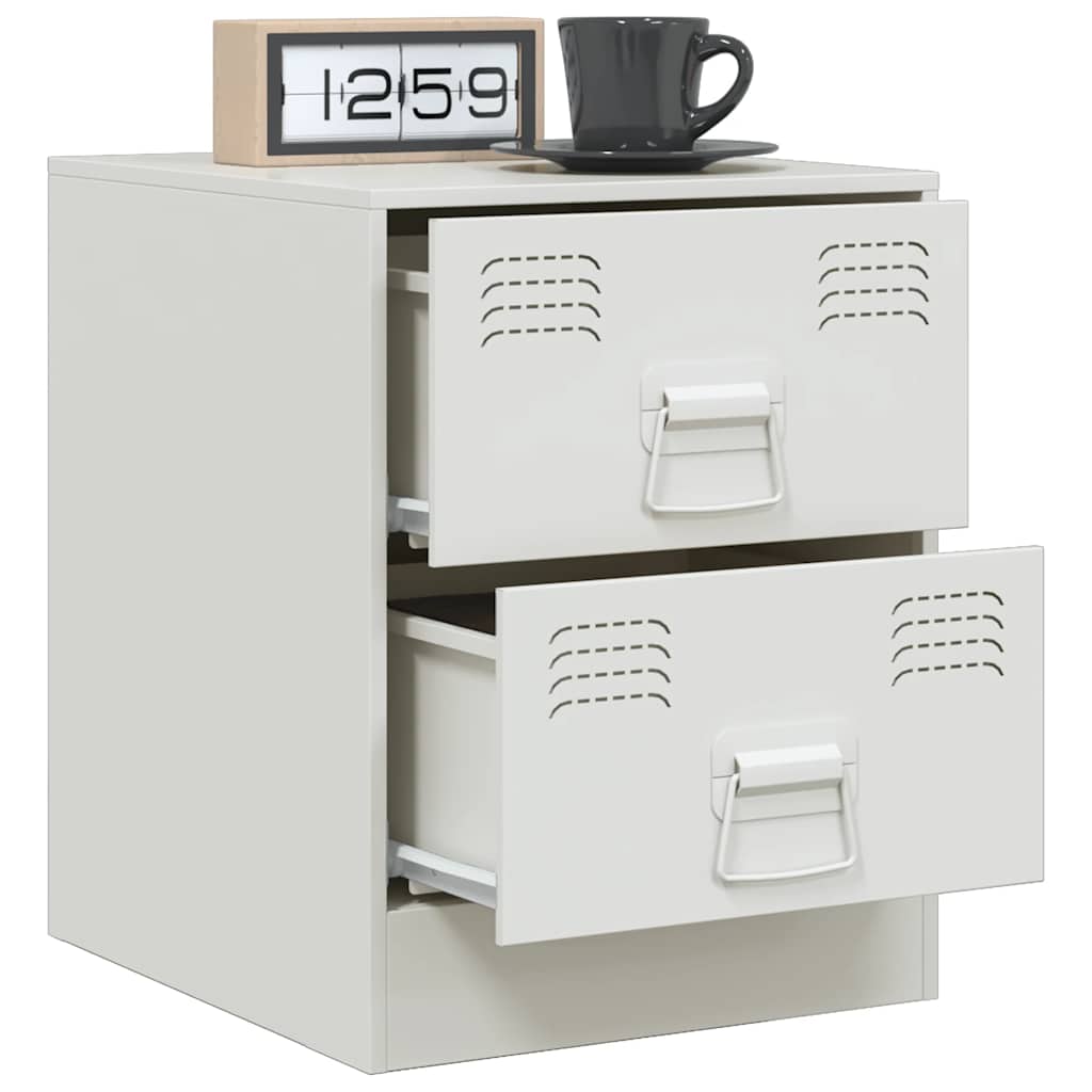 Nightstands (2 pcs) White 34.5 x 39 x 44 cm Steel