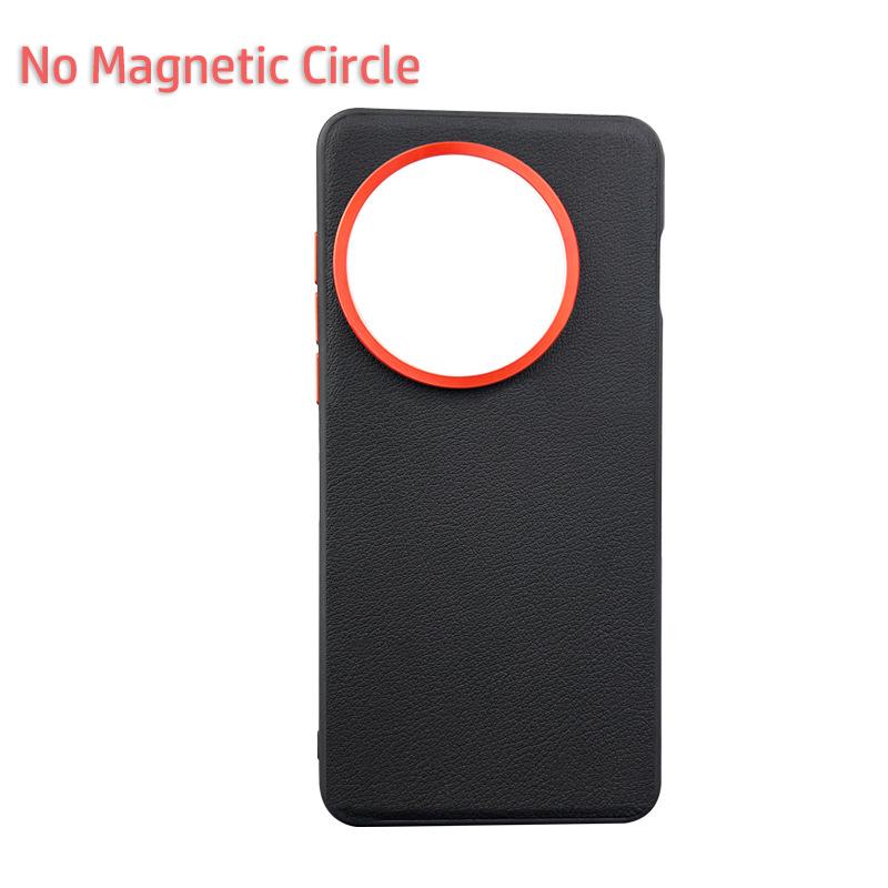 Leather Case For OnePlus Ace 5 Pro 13R Magsafe Metal Alloy Raised Lens Frame Protection Anti-slip Grip Plain Vegan Leather Cover