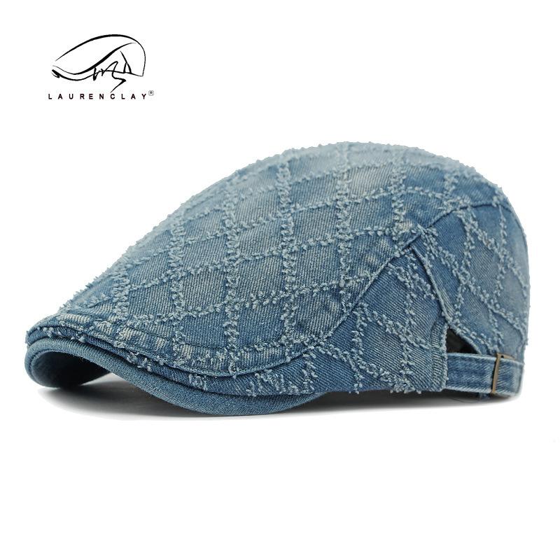 Korean version of the new washed old denim beret female British retro fashion cap painter hat forward hat men